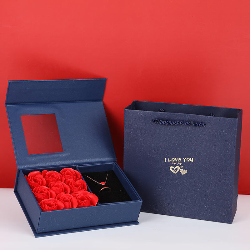 Velvet Gift Box & Bag – Ready to Gift with Your Gift & 9 Infinity Roses Inside